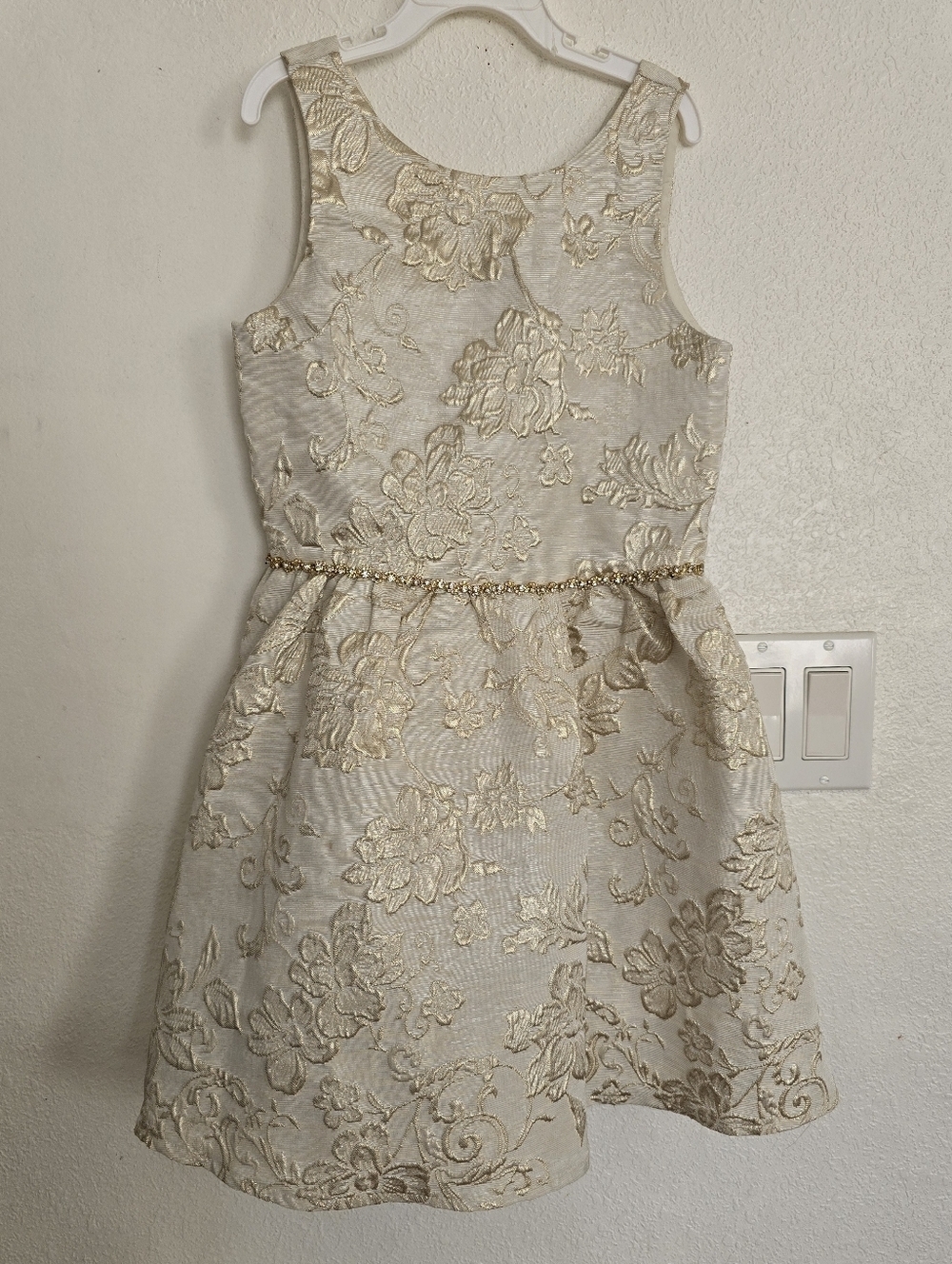 Rare Edition Gold And Ivory Jacguard Dress Girls Size 8